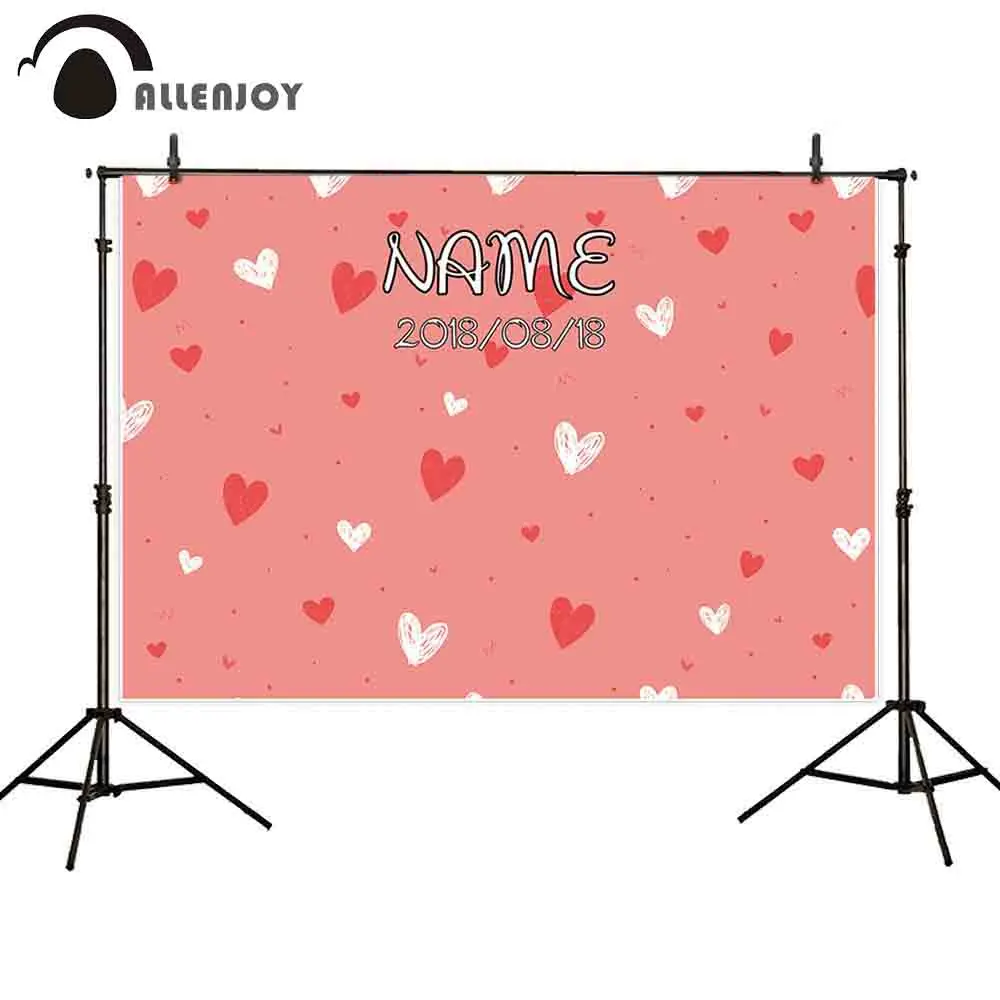 Allenjoy Фотофон с красными и белыми сердечками в горошек на заказ имя дата Свадьба