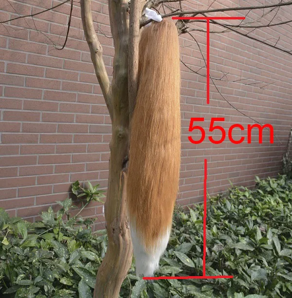 Holo Tail 55cm Японское аниме специи и Волк Косплей Реквизит Холо хвост уши лиса заколки «кошачьи ушки» повязка на голову Хэллоуин костюм Ника Уайльда хвост с ушками - Цвет: Holo Tail 55cm