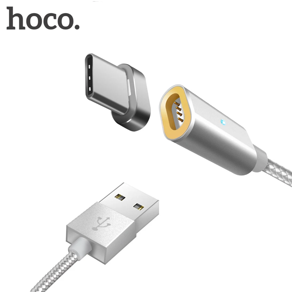 HOCO usb type C светодиодный кабель с магнитным проводом для передачи данных зарядный