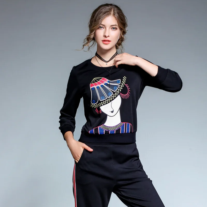

New Fashion Female large size women plus fertilizer Longsleeve round neck textile printing hoodie. XL~4XL Size AD02