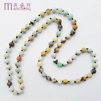 2020 new amazonite necklaceknotted frosted matte amazonite beaded necklaceround matte amazonite stone rope necklace