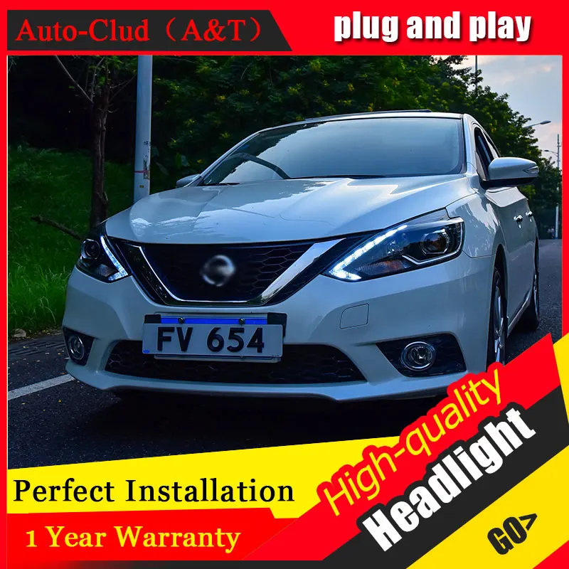 Auto Clud Car Styling For Nissan Sylphy headlights Sentra head lamp led front Bi-Xenon Lens Double Beam HID KIT | Автомобили и