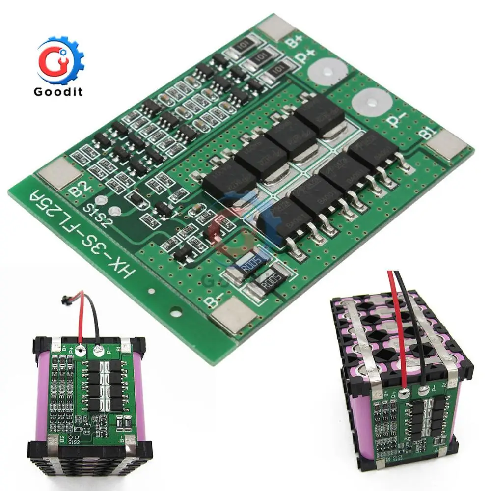 Защитная плата 3S 25A Li Ion 18650 BMS PCM для аккумулятора с балансиром литий ионного