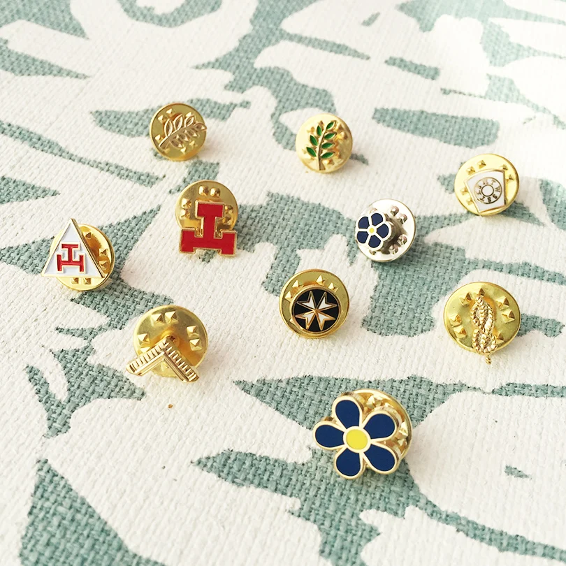 

10pc Small Size Cute Masonic Lapel Pins Freemason York Rite Maltese Cross Acacia Akasha Pin Rope Knot Badge Mark Keystone Brooch