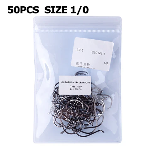 Goture 50 шт./лот офсетные рыболовные крючки Mustad Высокоуглеродистая сталь морской воды Вибрационный крючок Круг Осьминог Крючки Размер 1/0-10/0 - Цвет: Белый