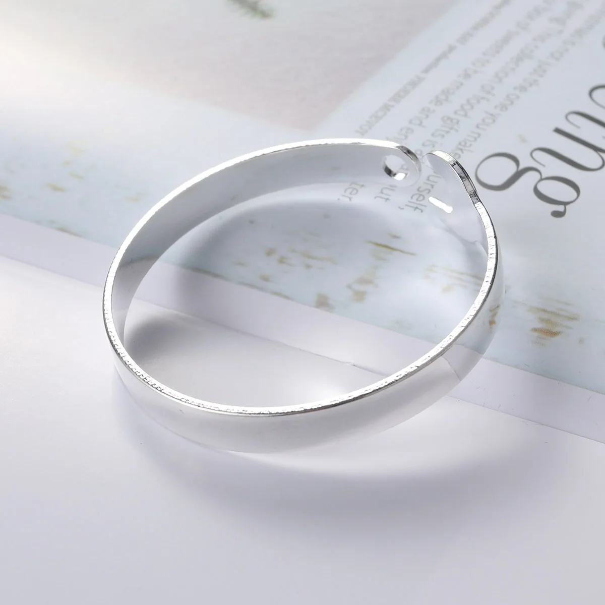 Vintage Retro Open Bracelet Wrench Shaped Unisex Titanium Steel Bangle for Women Men(Silver