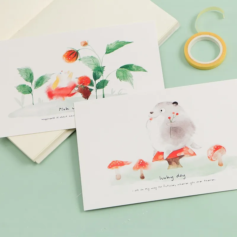 30 шт./кор. лес вечерние милые почтовые открытка с животным бумажная