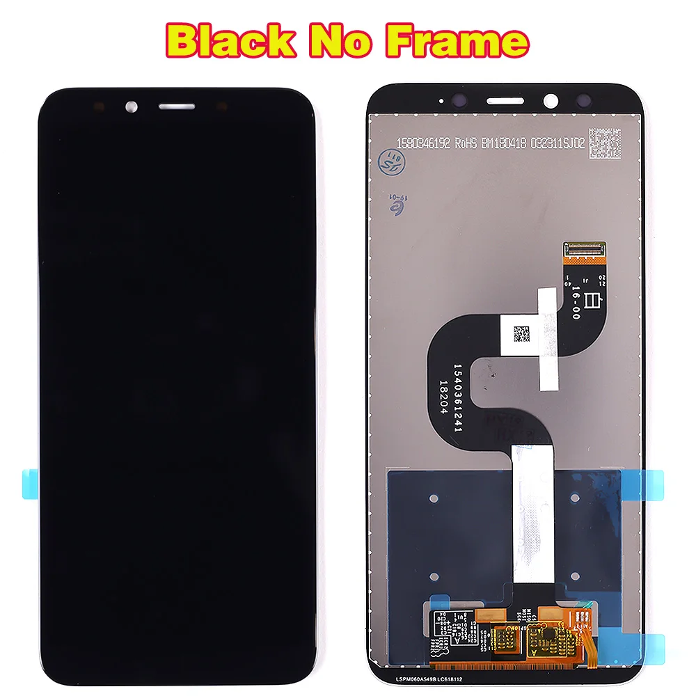 Black No Frame 5,99 дюймов ЖК-экран для Xiaomi Mi A2/6X дисплей кодирующий преобразователь сенсорного экрана в сборе рамка для Xiaomi Mi 6X lcd 2160*1080 - Цвет: Black No Frame