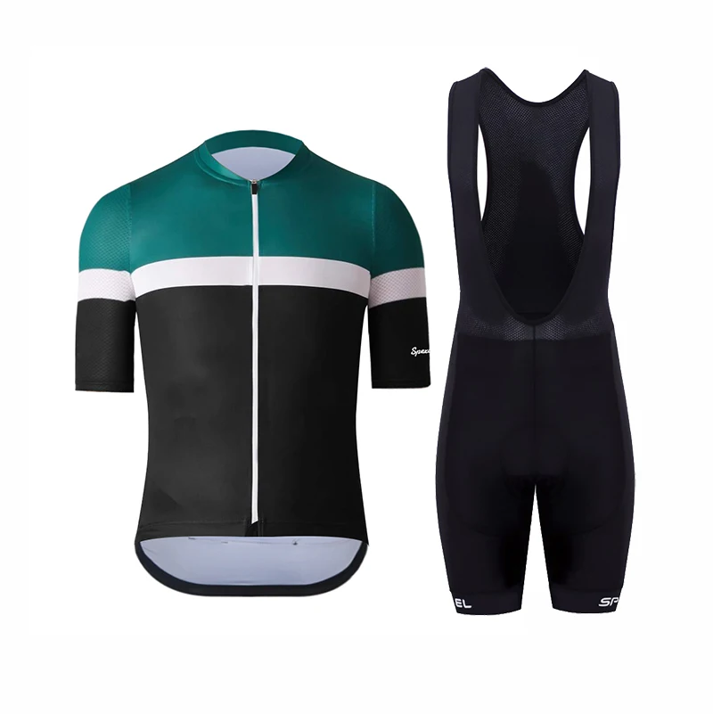 Green kit SPEXCEL, новинка, классика, для гонок, легкая, дышащая ткань, для велоспорта, Джерси, короткий рукав, дорожный, mtb, велосипедный комплект, 4d гелевая подкладка, нагрудник - Цвет: Green kit