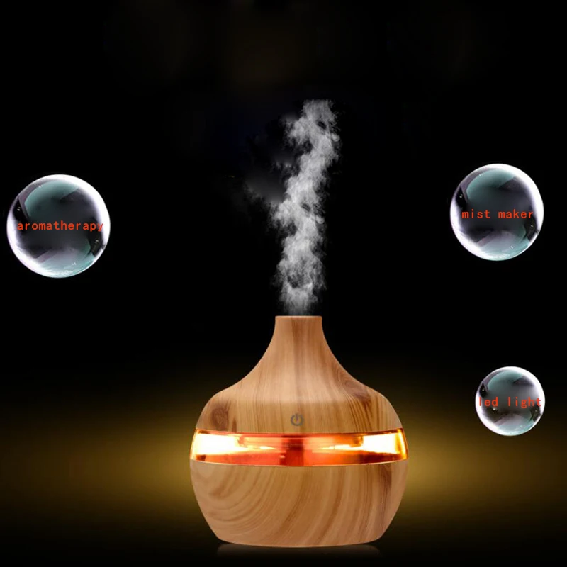 ATWFS Humidifier Aroma Oil Diffuser Ultrasonic Aromatherapy Wood Grain Air USB Mist Maker Fogger LED Light | Бытовая техника