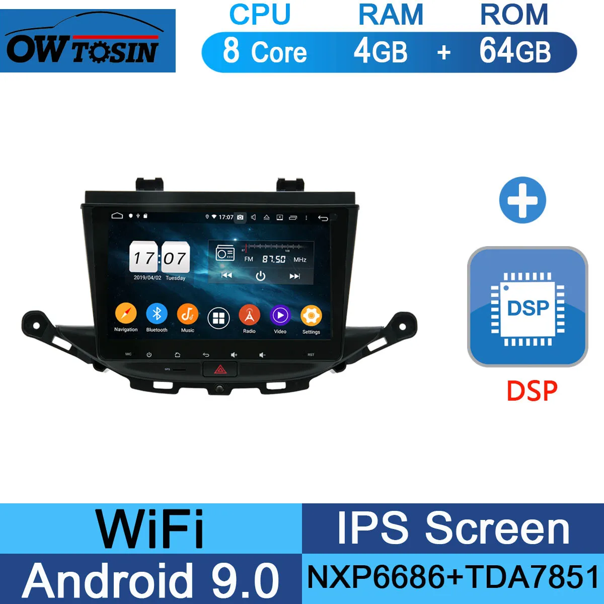 64G DSP Ips " Android 9,0 8 Core 4G+ 64G автомобильный DVD плеер gps навигация для Opel ASTRA K Мультимедиа стерео DSP CarPlay Parrot BT - Цвет: 64G DSP