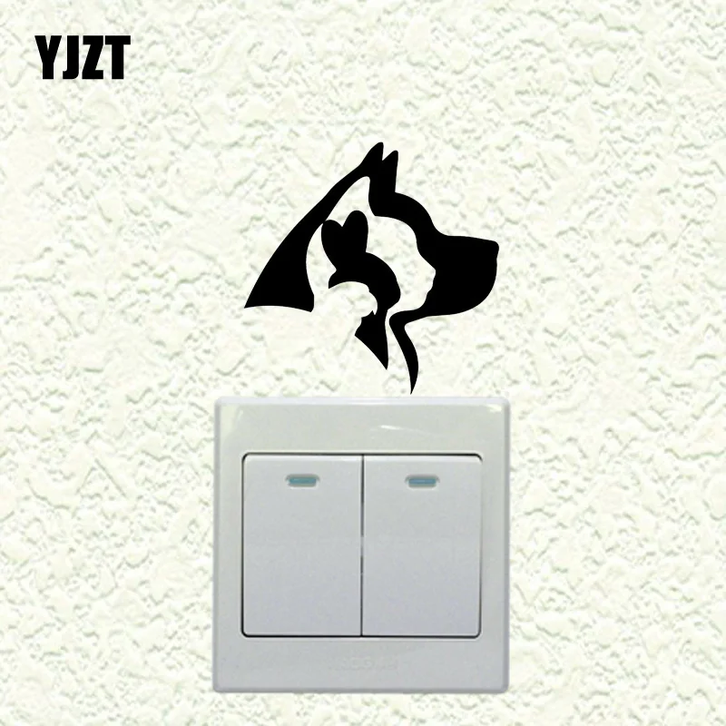

YJZT Animal Vinyl Decal Home Room Decor Creative Animal Pet Wall Switch Stickers 17SS0396