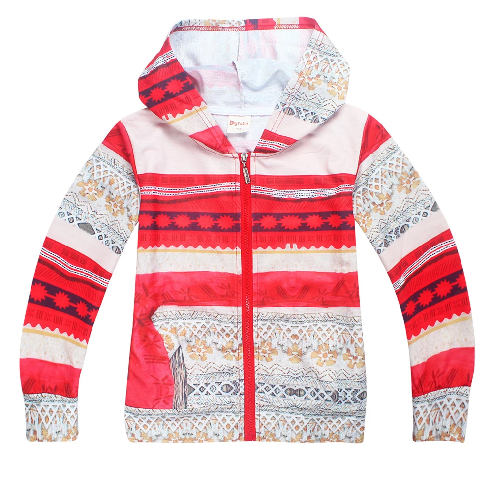 Куртка с капюшоном для мальчиков и девочек тонкая кофта принтом принцессы Моана