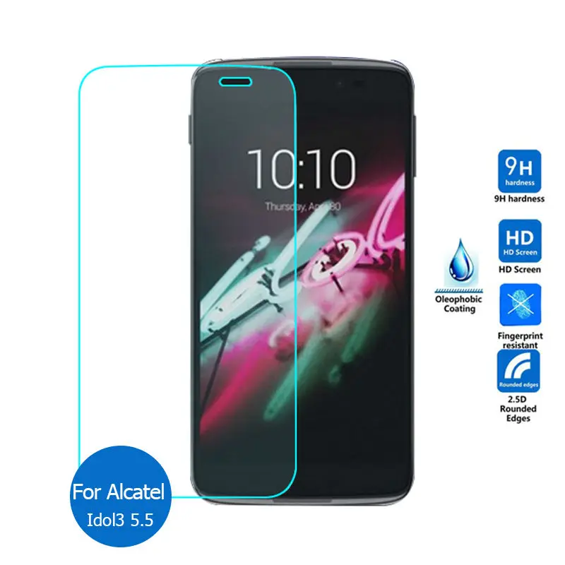 

10pcs 0.3mm Screen Tempered Protector Glass Film For Alcatel One Touch Idol 3 5.5 inch 6045 6045Y 6045K Protective Films Cover