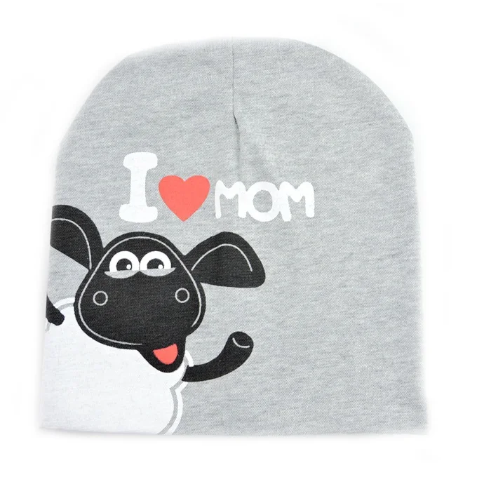 mom grey Принт с буквами для детей, шапка, я люблю мама папа, детская шапочка для мальчиков и девочек, милая Вязаная хлопковая теплая детская шапочка на весну и осень - Цвет: mom grey