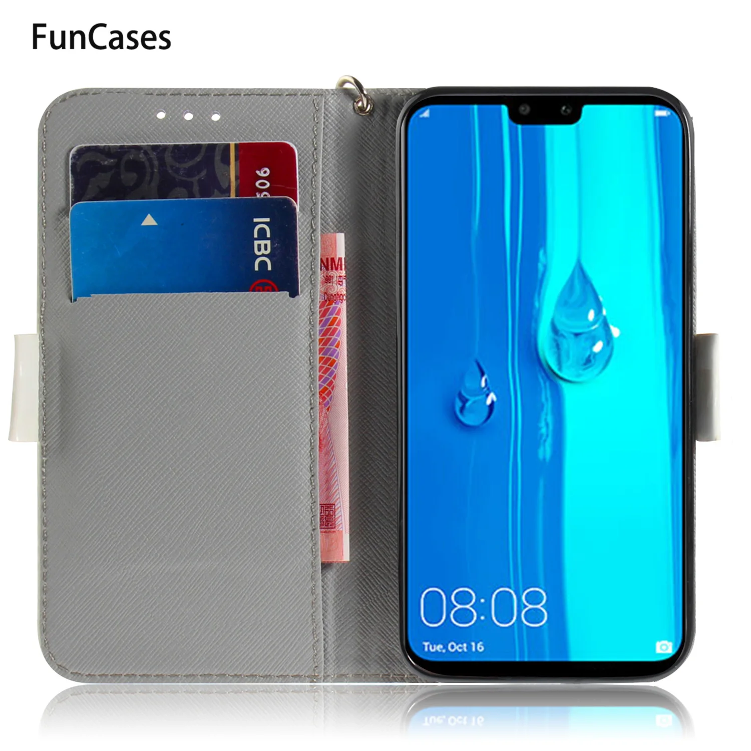 3D чехол книжка для ETUI huawei Y5 2018 Зебра из искусственной кожи с рисунками Капа Honor Play 7