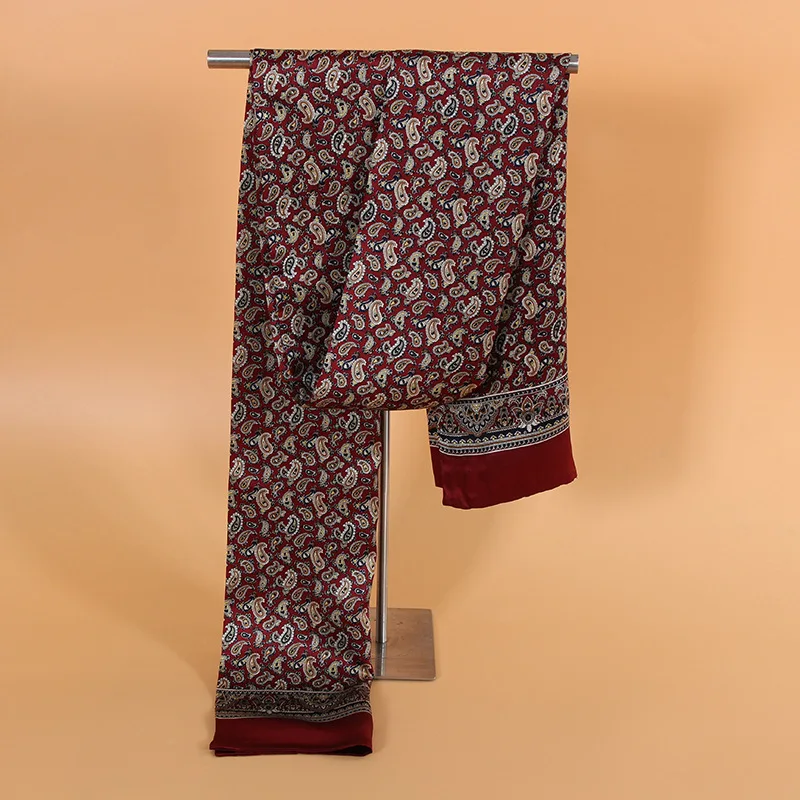 100% шелковый шарф для мужчин весна 2019 мужские длинные модные брендовые шелковые