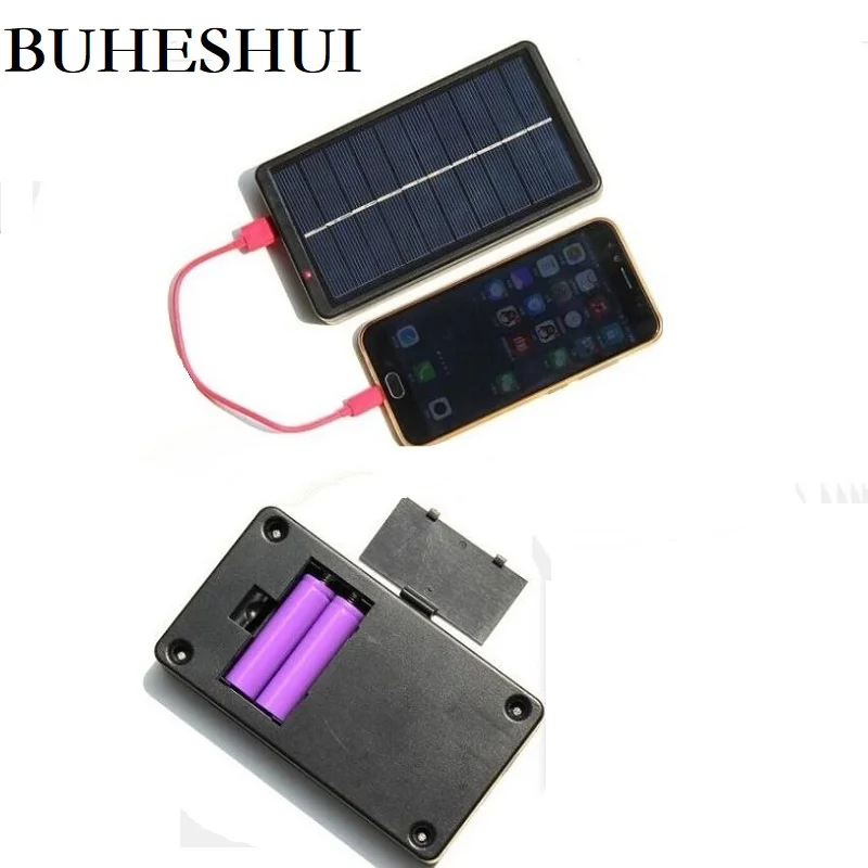

BUHESHUI Portable Solar Charger For 18650 Batteries/Mobile Phones 2W 5V Solar Panel Patent Design 10pcs Wholesale Free Shipping