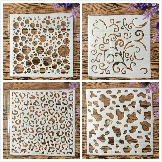 

4Pcs/Set 5inch Bubble Texture DIY Craft Layering Stencils Wall Paint Scrapbook Stamp Embossing Album Decorative Card Template