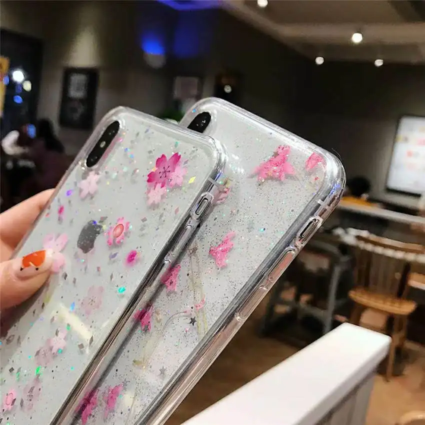 Для iPhone XR XS MAX 8 7 6s Plus мягкие прозрачные чехлы для телефонов летние свежие розовые
