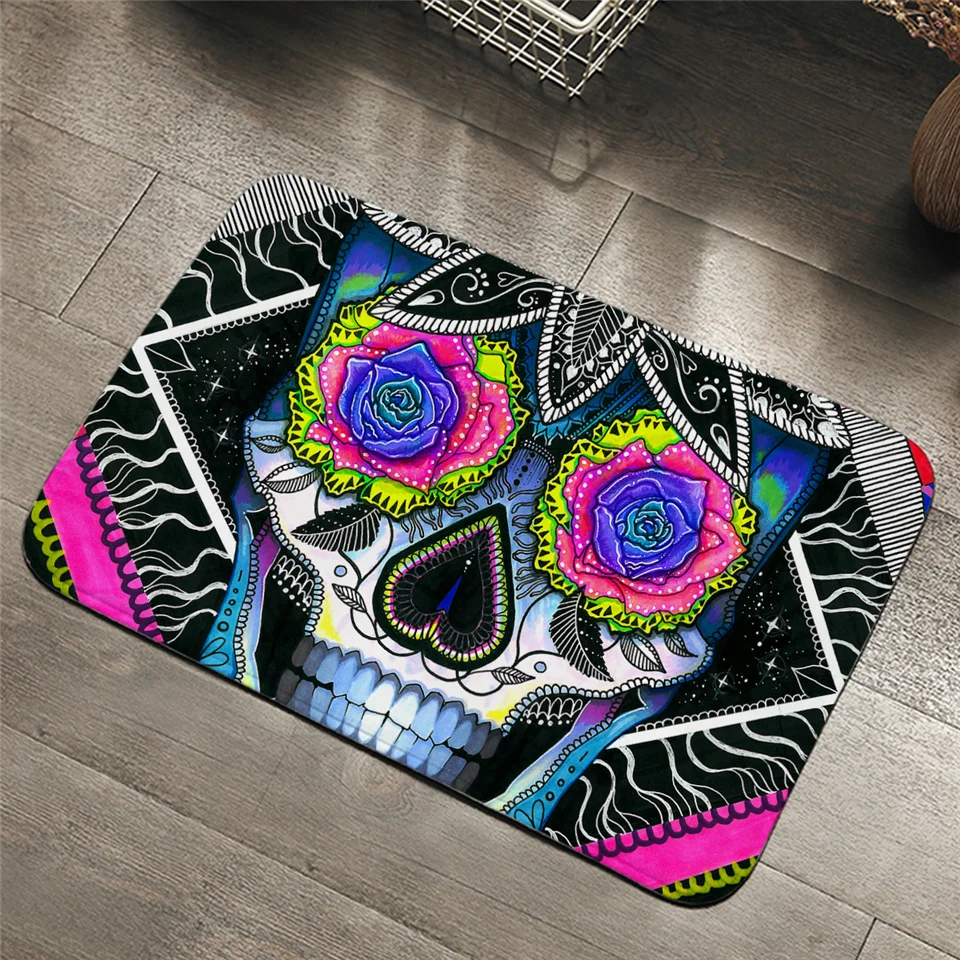 Sugar Skull by Pixie холодный художественный ковер цветочный ковер для ванной красочный коврик с розами Готический коврик для спальни на открытом воздухе 40x60 см