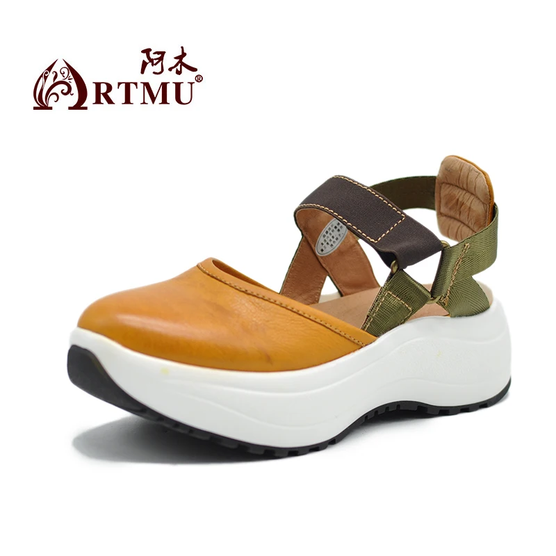 Artmu Оригинальные спортивные сандалии на толстой подошве женская обувь из натуральной кожи на платформе новые летние повседневные сандалии ручной работы 2006 г