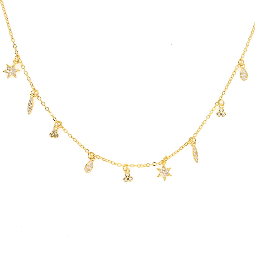 Очаровательное эффектное ожерелье прекрасный минималистичный cz луна звезда
