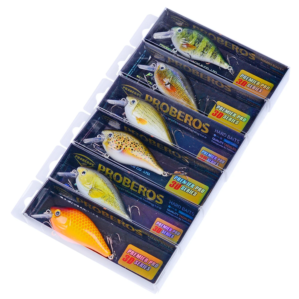 6 шт./лот Pro beros бренд Рыбалка приманки "-7.6 см/12.75 г-0.45 унц. Crankbait 6 цветов рыбалка снасти 6# крюк Рыбалка приманки