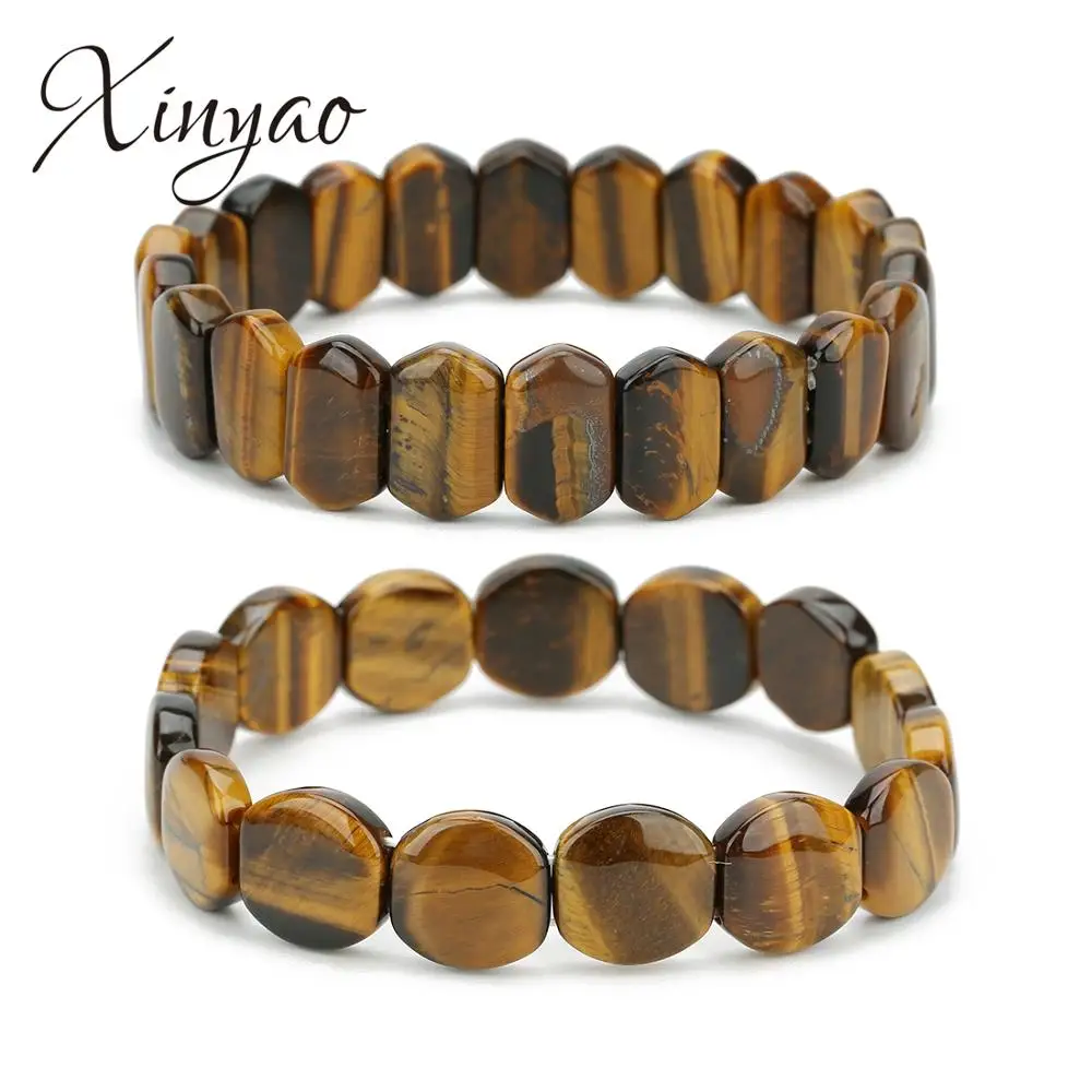 Бусины Xinyao из коричневого тигрового глаза эластичные браслеты с подвесками