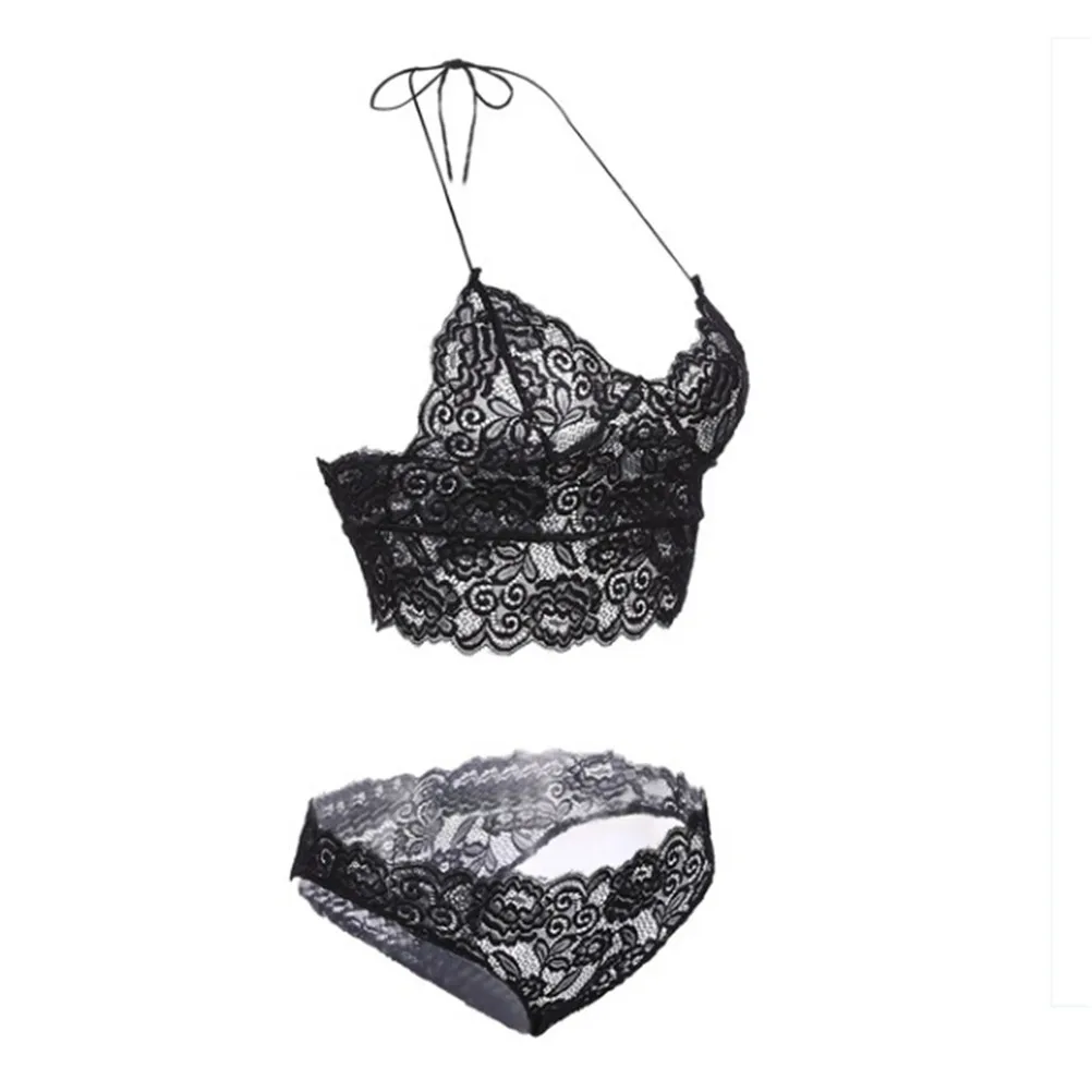 Женский сексуальный комплект нижнего белья белый черный кружевной закрытый топ
