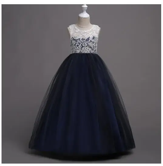 Девушки с длинным торжественное платье 2017 без рукавов Кружево тонкий принцесса