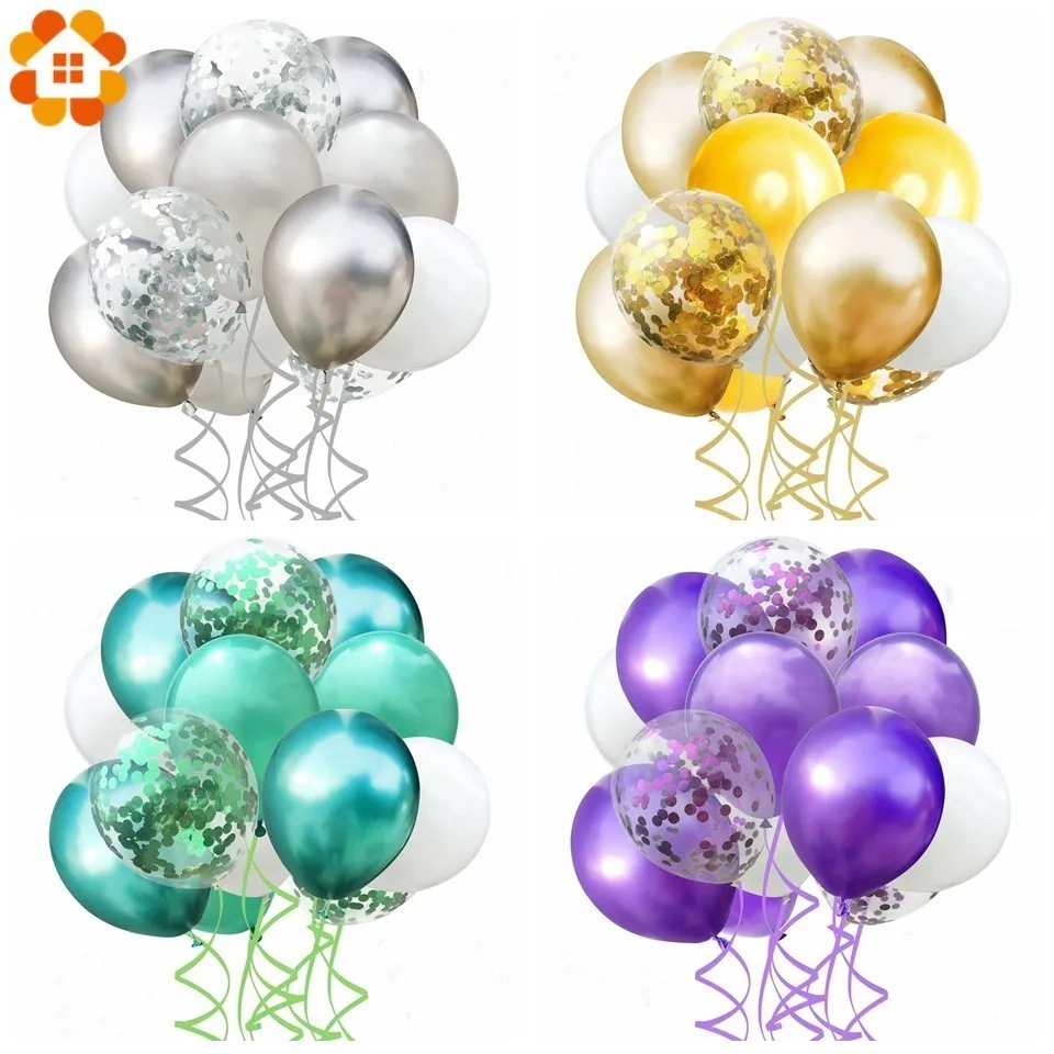 21 шт. шары из латекса цвета металлик с лентой шар конфетти для свадебной