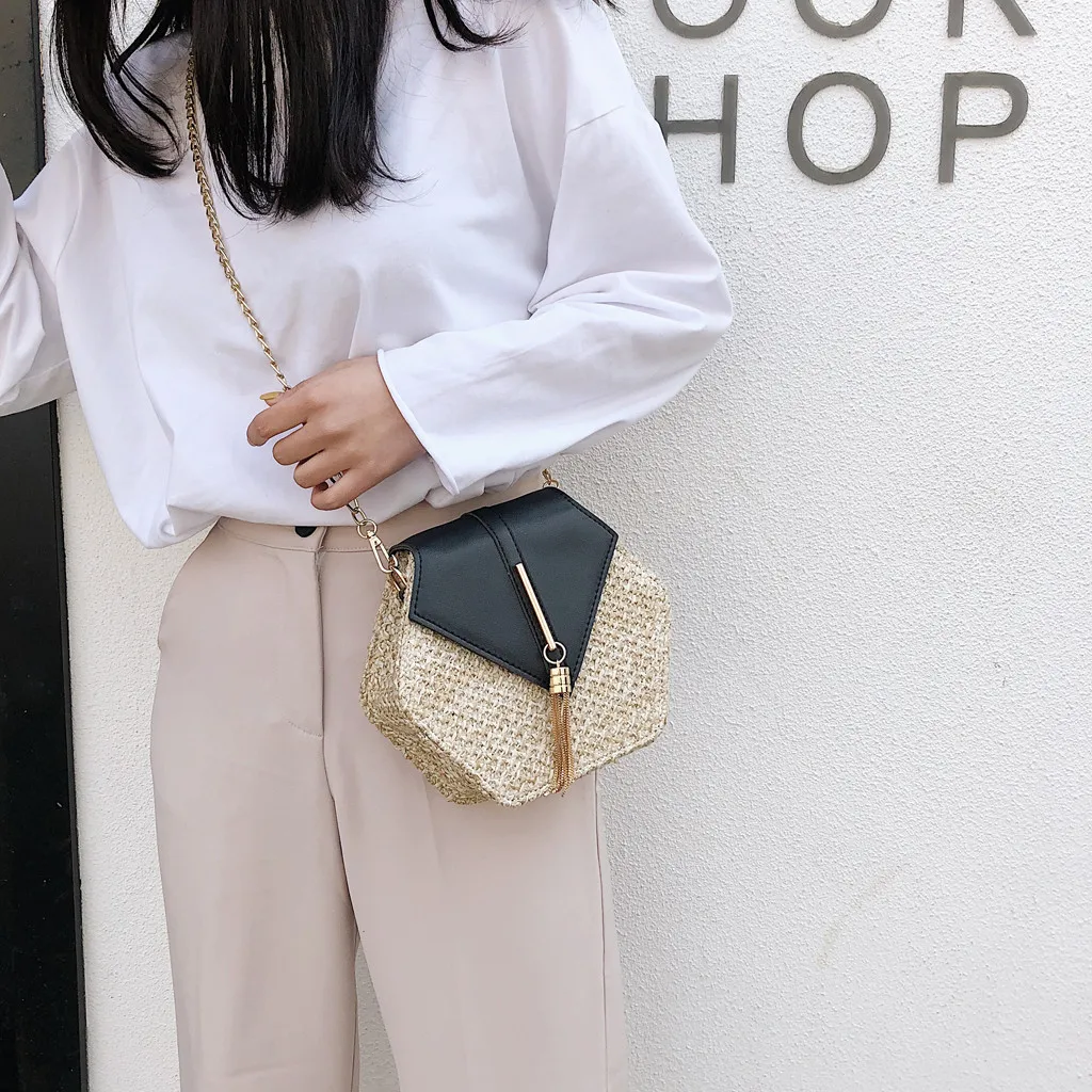 Винтажная летняя женская сумка-мессенджер с кисточками тканая пляжная сумка на