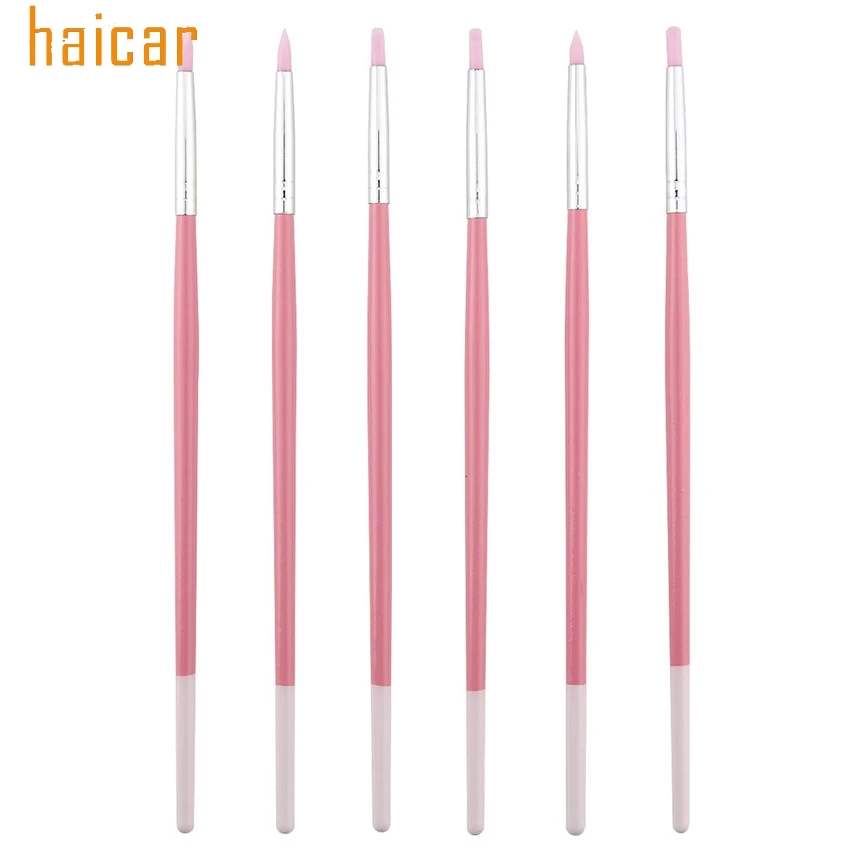 HAICAR Love beauty, 6 шт., розовая ручка для дизайна ногтей, кисти, мягкий силикон, для резьбы, для рукоделия, инструменты для красоты, 160923, Прямая поставка