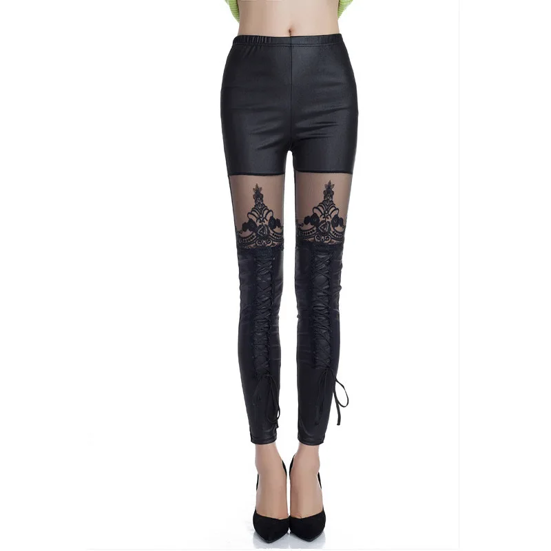 CHLEISURE S-XL женская Sexy Кружева Лоскутная Punk Rock Леггинсы Повседневная Leeging Calzas Deportivas Mujer Punk Стиль Легинсы