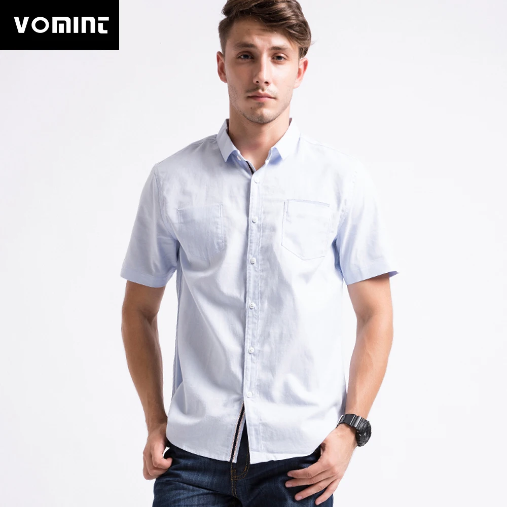 Мужская хлопковая рубашка VOMINT Классическая Повседневная белая льняная с одним