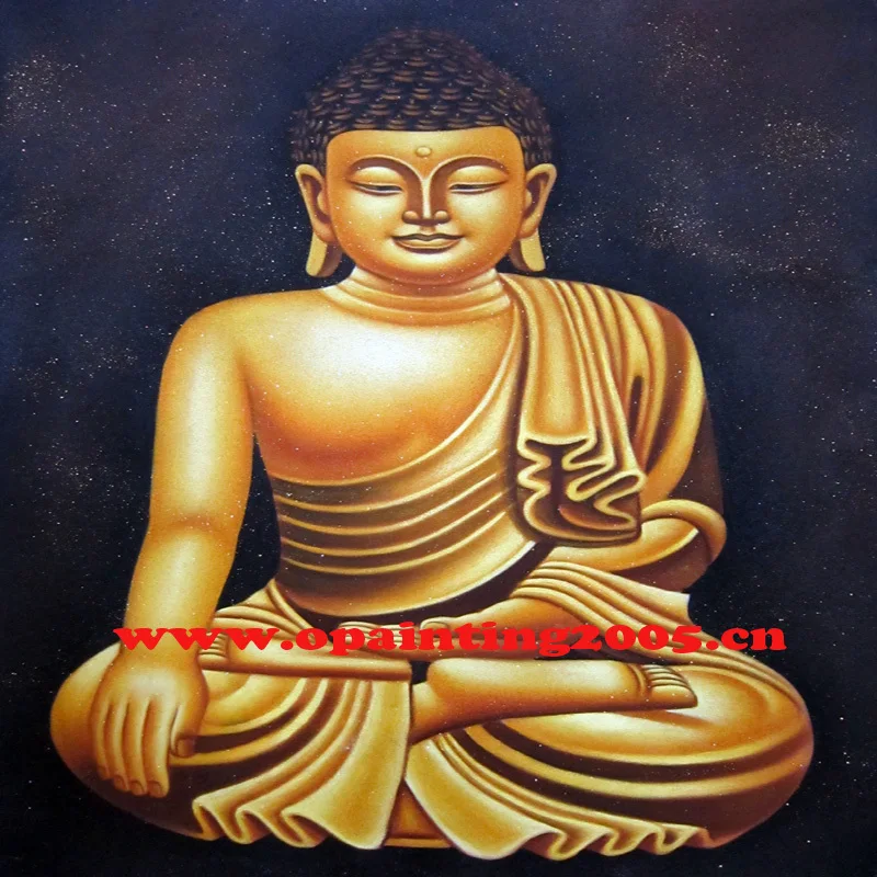 Ручная роспись Золотой Будда картина маслом на холсте настенная живопись для