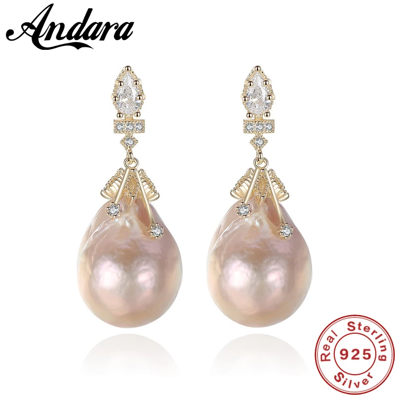 

Top Quality Baroque Pearl S925 Sterling Silver Earrings Fashion Jewelry For Women Gift Wholesale