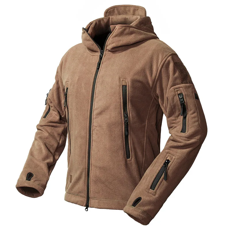 Refire gear уличная флисовая куртка мужская теплая утолщенная полярная мульти-карманная походная куртка зимняя верхняя одежда пальто с капюшоном - Цвет: Khaki