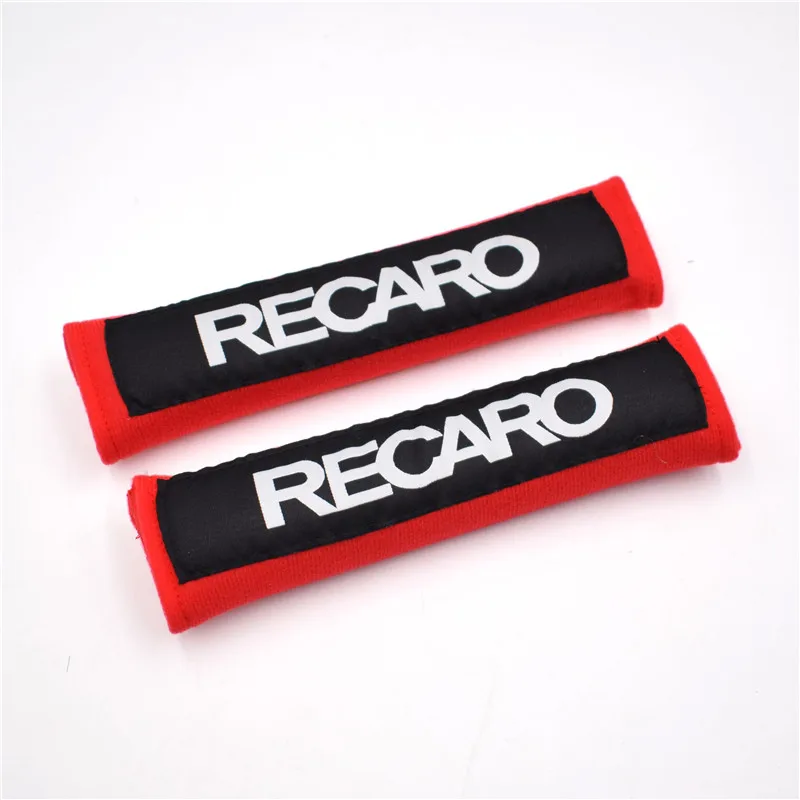 Красный/черный 1 пара JDM RECARO Хлопок Чехол на автомобильный ремень безопасности плечевой ремень колодки для гоночного автомобиля ремень безопасности