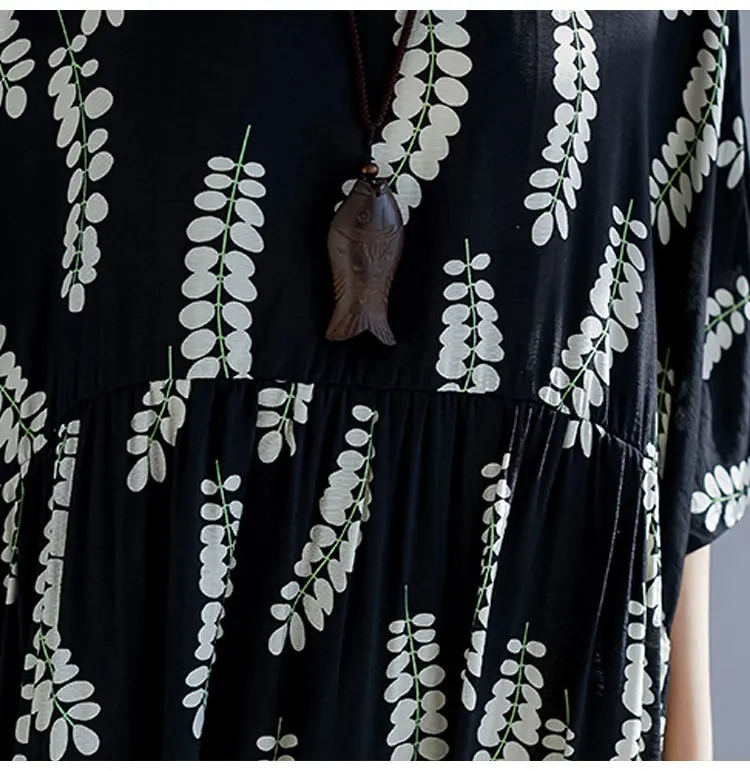 Женское платье в богемном стиле с цветочным принтом хлопковое Свободное