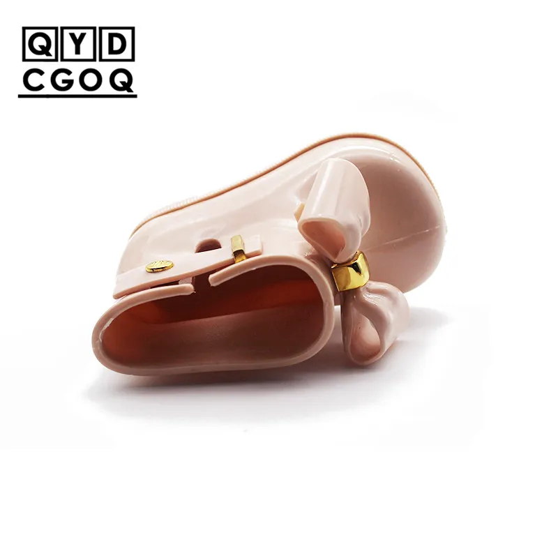 Mini Melissa/стильные резиновые сапоги с бантом; оригинальные сапоги для девочек; Новинка года; прозрачные сандалии для девочек; детские непромокаемые ботинки для малыша из водонепроницаемого материала