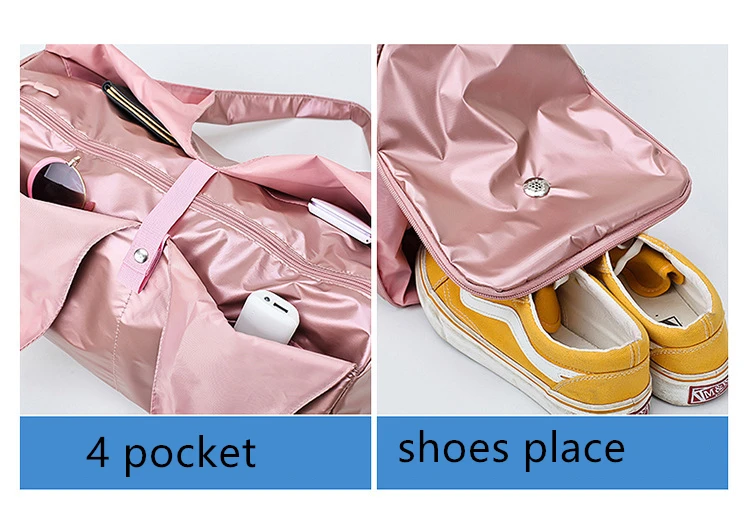 Розовый Блестящий Коврик для йоги сумка путешествий с несколькими карманами