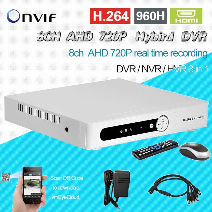 Системы Скрытого видеонаблюдения AHD 8 channel 720 P 960 H в реальном времени 1080 8ch Hybrid DVR NVR