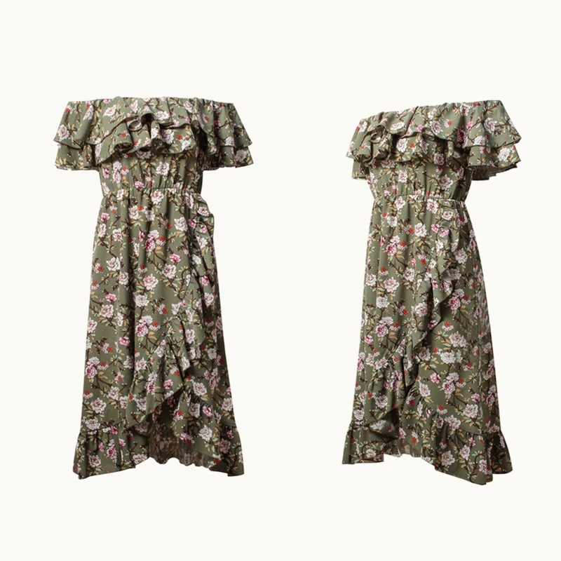 Новое поступление женское сексуальное платье без бретелек с оборками до колена