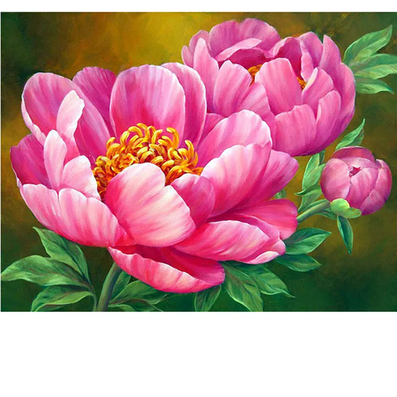 5D DIY красный цветок Алмазная Картина Вышивка крестом круглая мозаика Цветочная