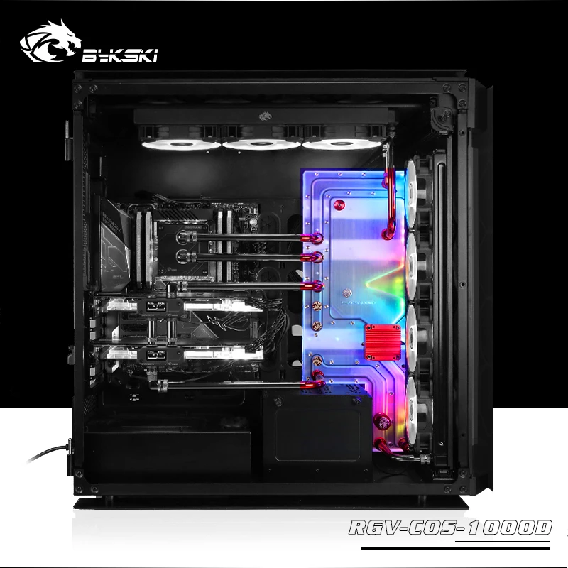 BYKSKI акриловая доска водный канал решение использовать для CORSAIR 1000D компьютерный чехол для cpu и блок GPU охлаждение/3 Pin RGB свет
