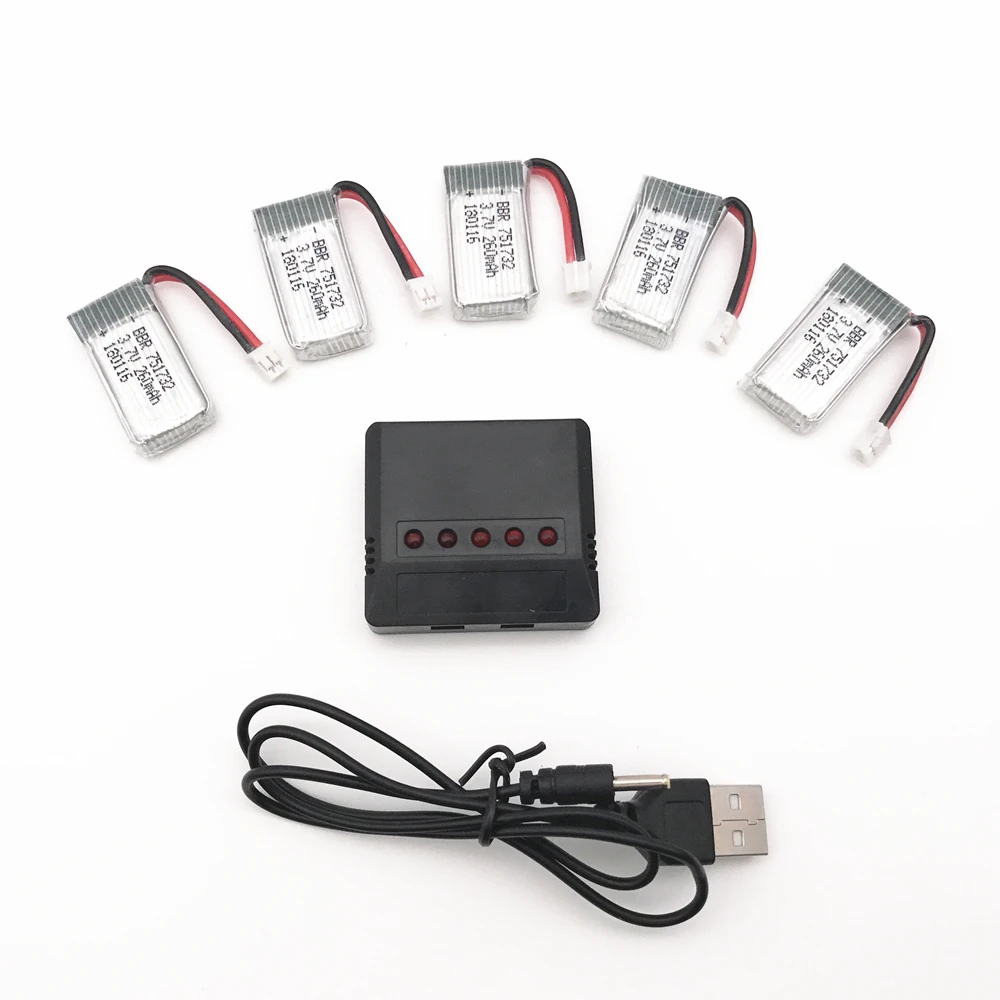5 шт. 3 7 в 260 мАч 2 0 Connect Lipo Батарея и Зарядное устройство X5 для Eachine E010 E011 E012 E013 Furibee F36