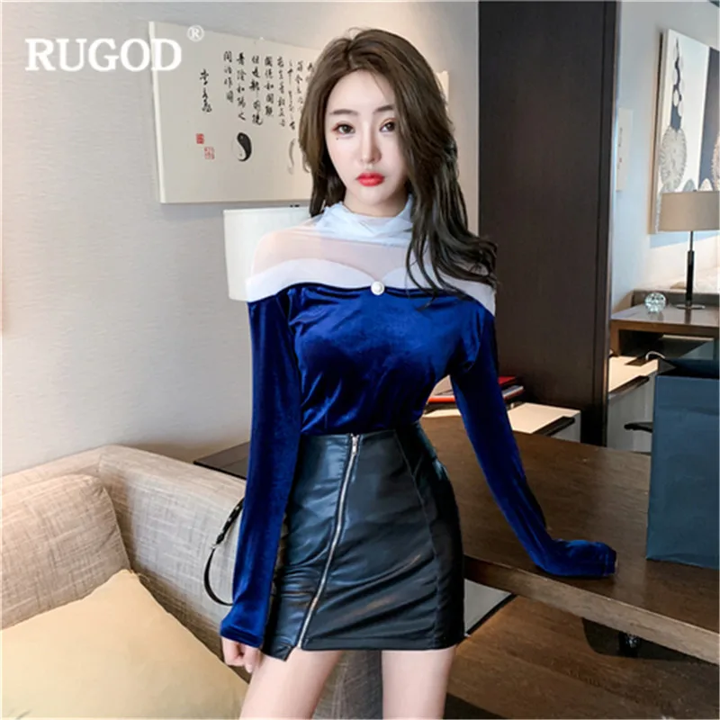 RUGOD/Новые весенние модные тонкие женские топы однотонные фланелевые блузки с
