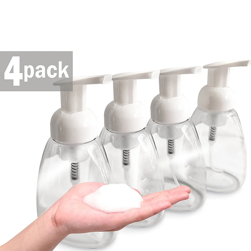 

4pcs/Lot Clear, 8.5 oz (250 ml), Oval, Plastic Foaming Soap Dispensers, with White Pumps